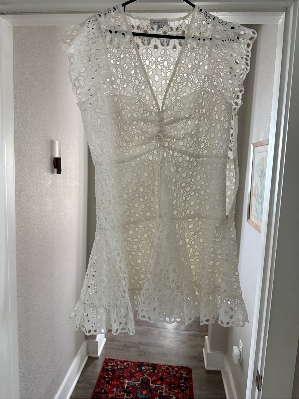 Gianni Bini White Eyelet Lace Mini Dress